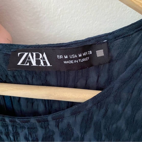 Zara Leopard Print Crinkle Long Sleeve Dress - Picture 3 of 7